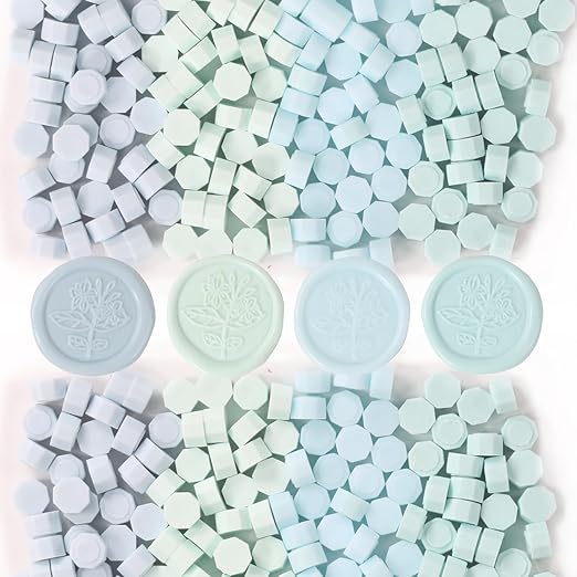 400Pcs Light Blue Mix Wax Seal Beads, Pale Blue with 3 Color SealingWax Beads Set for Wax Seal Stamp, Decor for Envelope Letter Wedding Invitation(Light Blue Mix)