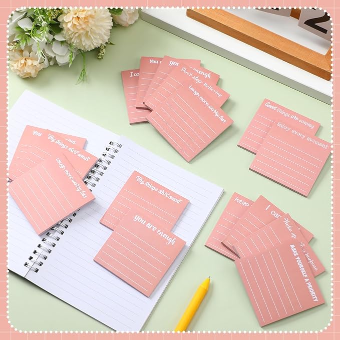 Yinder 24 Pcs Inspirational Sticky Notes Thank You Gift Motivational Sticky Note Pad Employee Appreciation Gift Bulk for Staff Coworker Teacher Nurse Office Groups 3 x 3'' (Inspirational,Rose Gold)