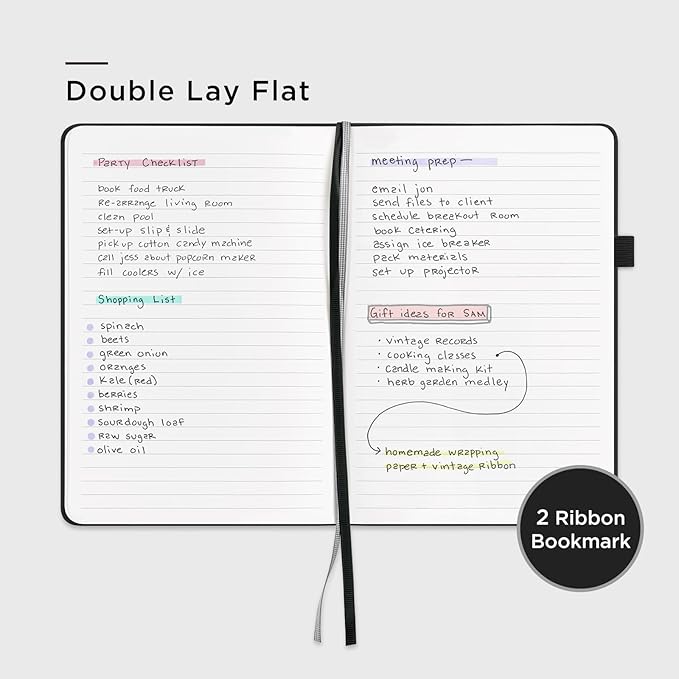 &And Per Se 10-Pack Lined Notebooks, A5 Hardcover, 160 Pages 100gsm Thick Paper, Office Supply Bulk Order, Corporate New Hire Kits, Breakroom Essentials – College Ruled, 10 Units (Black)