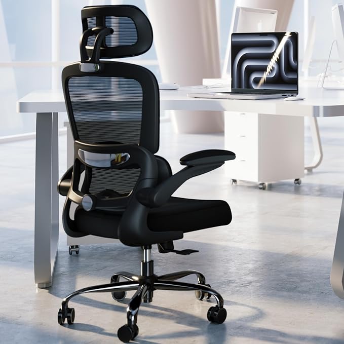 TRALT Office Chair Ergonomic Desk Chair, 330 LBS Home Mesh Office Desk Chairs with Wheels, Comfortable Gaming Chairs Black Pack of 4
