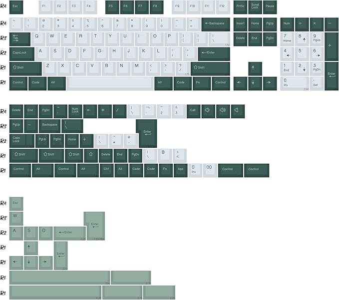 Botanical PBT Double Shot Keycap Set,174 Keys Green Keycaps Cute Keycaps 60 Percent Cherry Profile Key caps for 61/64/68/84/87/100/104/108 Mechanical Keyboard