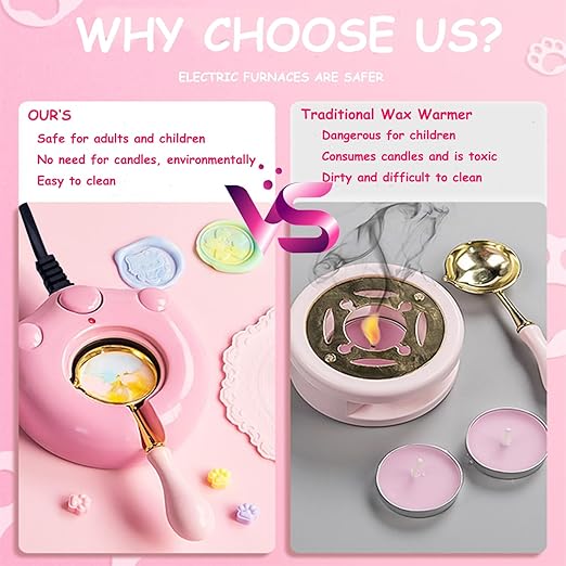 MONVICT 732 Pcs Wax Seal Stamp Kit with Pink Gift Box, Electric Wax Seal Warmer, Sealing Beads, Stamp, Spoon, Pens, Envelopes, Tweezers Gift for Kids Girls Crafter DIY