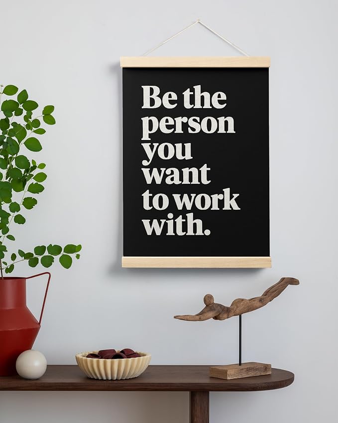 FGFK Be the Person You Want to Work with Inspirational office Framed hanging Canvas wall art Poster Prints decor for women,Trendy Black Motivational posters office decorations for work,12x16 Inch