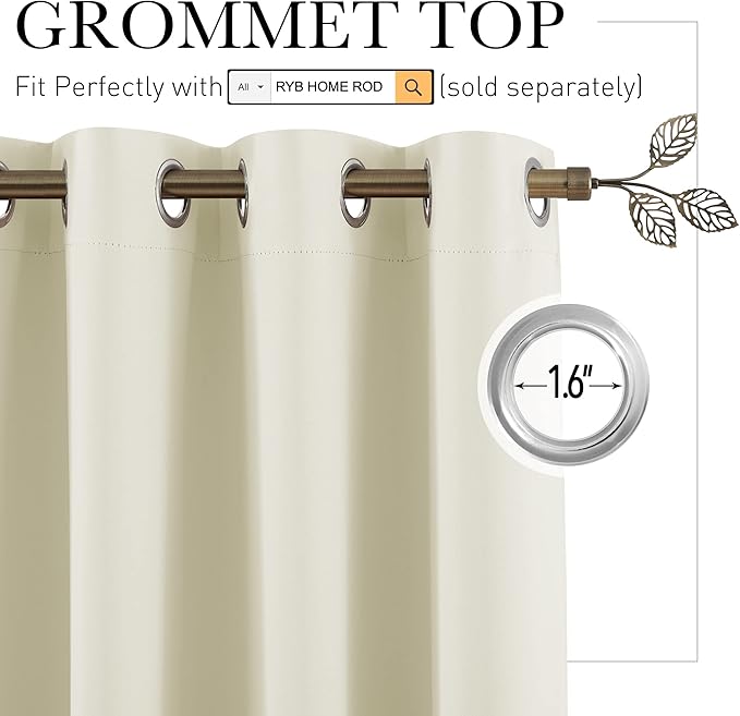 RYB HOME Blackout Divider Curtains for Living Room, Noise Reducing Privcay Vertical Blinds Drapes for Patio Sliding Glass Door Kids Room/Office Space, W150 x L96 inches, Light Beige, 1 Panel