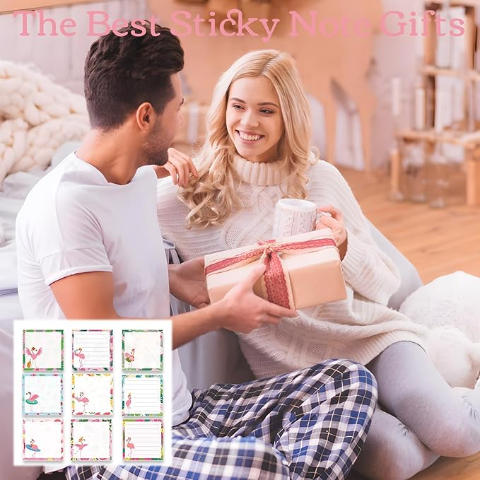Flamingo Sticky Notes Gifts - 9 Pack Pink Flamingos Notepads 3x3 Inch Gifts, Summer Animals Memo Pads Office School Supplies for Friends Coworkers (450 Sheets)
