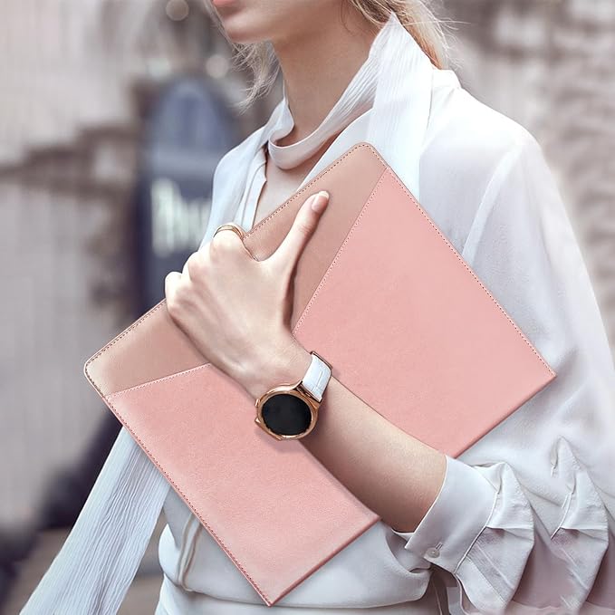 Toplive Padfolio 3 Ring Binder Organizer for Women, Business Portfolio for Women A4 Letter Size PU Leather Folder for Interview Conference Presentation, Rose Gold