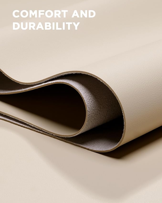 YSAGi 47.2" x 17" Large PU Leather Desk Mat for Keyboard and Mouse - Waterproof Non-Slip Desk Pad Protector for Office, Home, Writing Desk, Beige