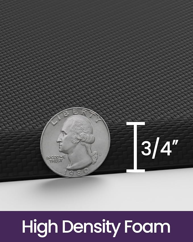 DEXI Kitchen Mat Cushioned Anti Fatigue, Extra Thick Comfort Standing Floor Mats Waterproof, Memory Foam Antifatigue Runner Rug for Desk Office, Sink, Laundry, 48x20, Black