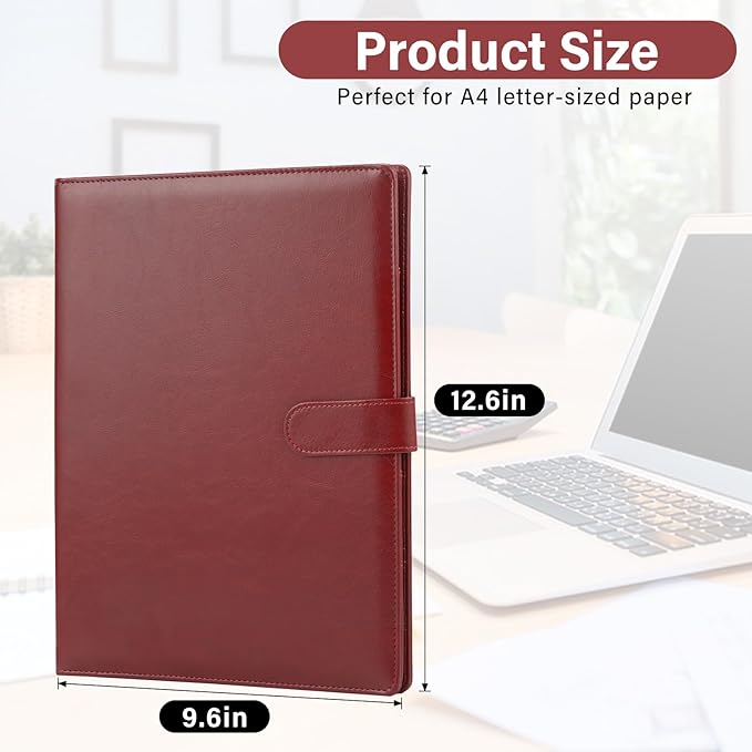 Professional Padfolio, Multi Function Faux Leather Portfolio Binder with Clipboard - Interview Resume Folder, Legal Document, Business Card Holder, for Office, Conference, Interviews (Brown)
