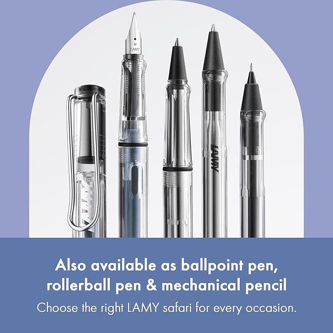 LAMY safari vista - Fountain Pen with ergonomic grip & polished Left-Handed steel nib (LH) in size M - ideal for any Writing & Calligraphy - including LAMY T 10 blue cartridge