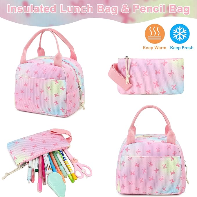LEDAOU Backpack for Girls School Bag Kids Bookbag Teen Backpack Set Daypack with Lunch Bag and Pencil Case | Kids