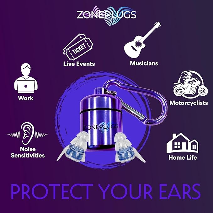 High Fidelity Concert Ear Plugs (2 Pairs) – 24dB Professional Noise Reduction for Musicians & Raves – Crystal Clear Sound Reusable Silicone Earplugs with Aluminum Carry Case – Pink