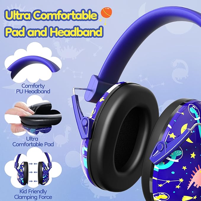 Noise Cancelling Headphones for Kids Adults: 27SNR Adjustable Ear Muffs for Noise Reduction- Kids Ear Protection for Monster Jam, Airplane, Fireworks, Concerts and Sports Events