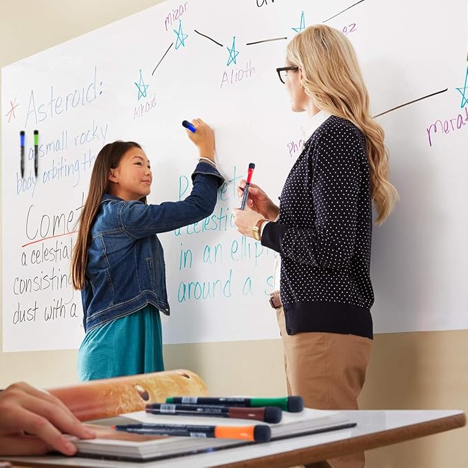Magnetic Dry Erase Markers Fine: 12 Colors Erasable Whiteboard Markers Fine Point with Eraser Cap, Low Odor White Board Dry Erase Pens Fine Tip for Kids & Teachers, Home, Office and School Supplies