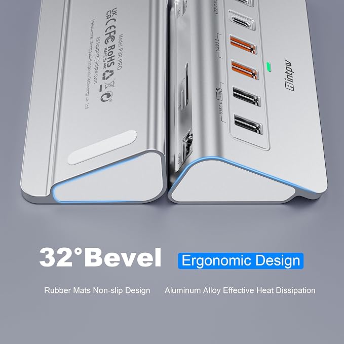 intpw 10-in-1 USB C Hub with Ethernet, 4K@60Hz HDMI, 10Gbps USB-C/USB-A, PD 100W, SD/TF, P9R PRO Docking Station for MacBook Pro/Air M1-M5, iPhone 17/16/15, iPad Pro, Windows