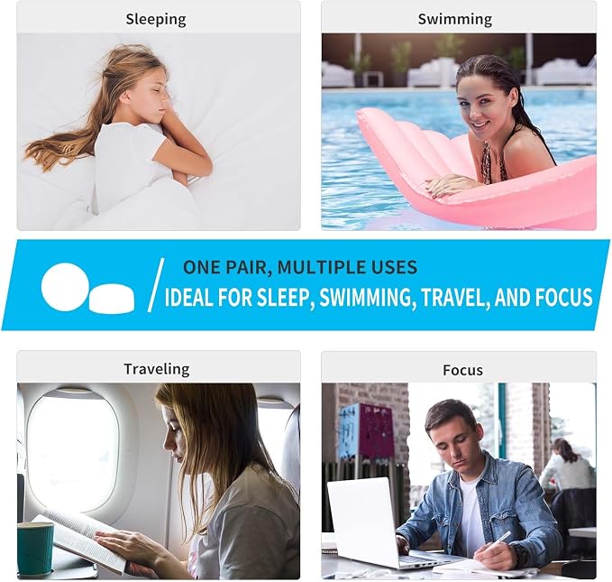 LYSIAN Ultra Soft Moldable Ear Plugs for Sleeping and Swimming Adults and Kids - Reusable Noise Cancelling Earplugs for Sound Blocking, Snoring, Study