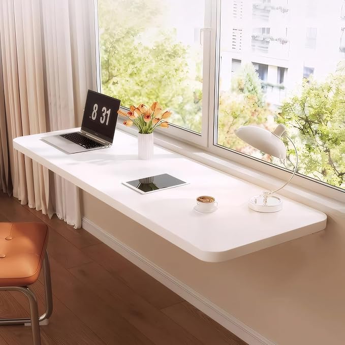 Wall Mounted Laundry Room Folding Table，Fold Down Desk for Small Spaces |Office|Study|Work Bench|Kitchen Dining Restaurant| Home Bar | Waterproof Easy to Install and Clean