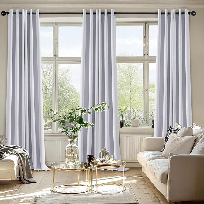 MIULEE Blackout Curtains for Bedroom Living Room 2 Panels, Thermal Insulated Room Darkening Drapes Grommet Noise Reducing Light Blocking Window Treatments 96 Inches Long 40x96 Inch Greyish White