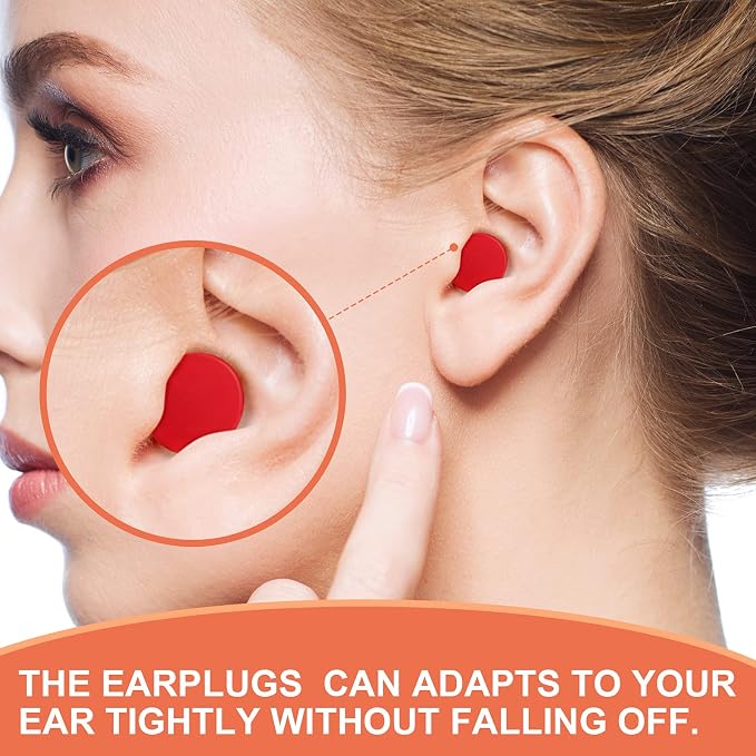Frienda 36 Pair Ear Plug for Sleeping Reusable Moldable Wax Silicone Earplug 27db Gel Noise Cancelling Earplug with Case Waterproof Ear Protection for Swimming Snoring Study Travel(White, Red, Orange)
