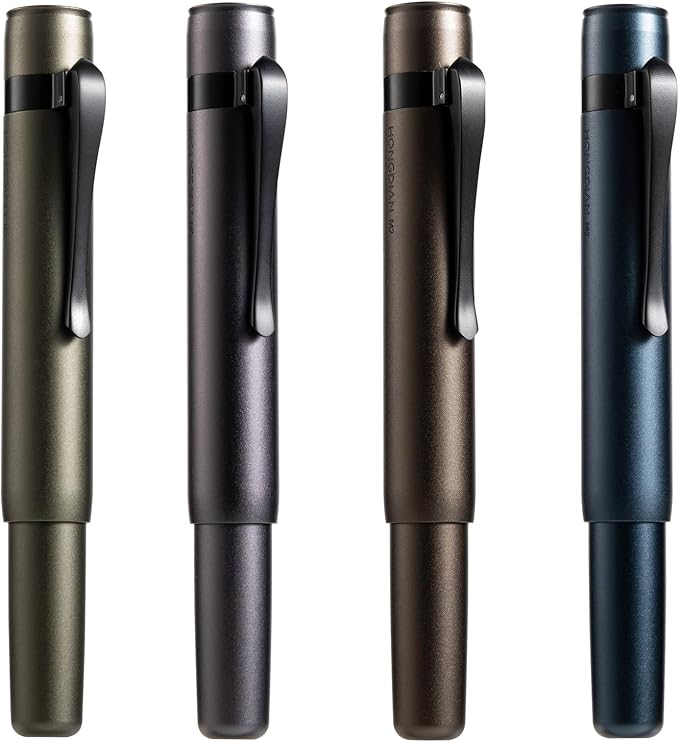 HONG DIAN M2 Black Forest Mini Fountain Pen, Extra Fine Soft Nib & Sleek Shape Aluminium Short Pocket Travel Pen (Space Gray)