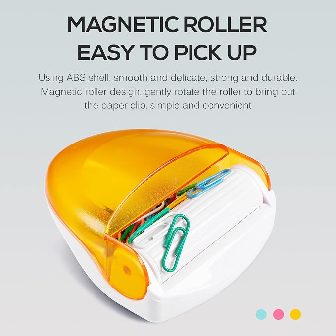 Magnetic Paper Clip Holder for Desk (Orange, Paperclips Holder)