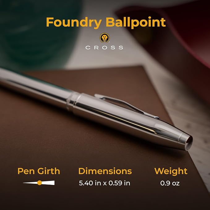 Cross Foundry Ballpoint Pen with Personalized Engraving - Polished Chrome - Gift for Graduation, New Job, Corporate Recognition, or Years of Service