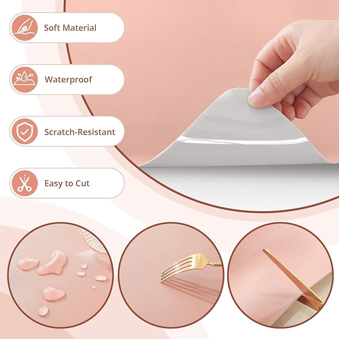 LovePads Makeup Mat for Vanity, 16 x 36 Dual-Sided Desk Pad & Vanity Cover Top, Waterproof PVC Protector Mat for Dresser, Nail Art, Craft Tables (Pink+Silver)