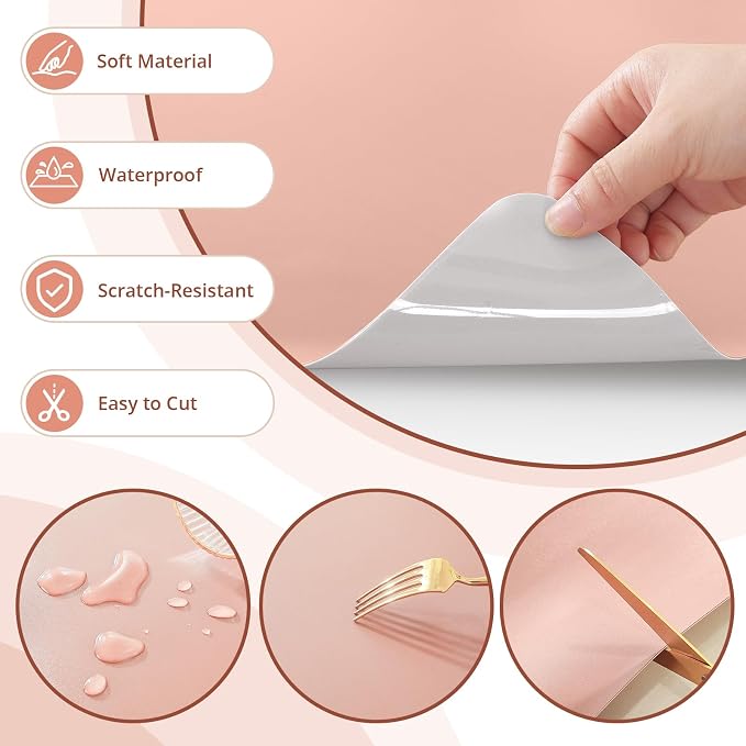 LovePads Makeup Mat for Vanity, 14 x 24 Dual-Sided Desk Pad & Vanity Cover Top, Waterproof PVC Protector Mat for Dresser, Nail Art, Craft Table (Pink+Silver)