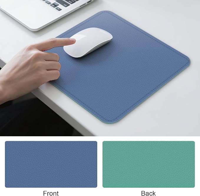 Dual Sided Leather Desk Mat - Waterproof Desk Pad - Ideal for Large Mouse Pad and Desk Mats on Top of Desks (Blue, 11"*8")
