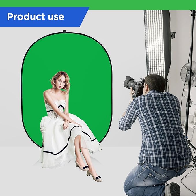 Green Screen Chromakey Backdrop with Stand,Portable 59 * 39inch Blue&Green Screen 2 in 1 Pop Up Collapsible Backdrop for Photo and Video Shooting,Gaming(Green & Blue)