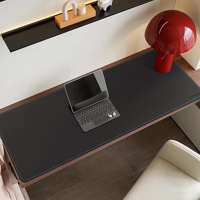 CENNBIE Leather Desk Mat Large, 43.6" x 23.6" Desk Pad Blotter Protector, Extended Non-Slip Mouse Pad, Waterproof PU Leather Large Mouse pad for Desk Office and Home (Black)