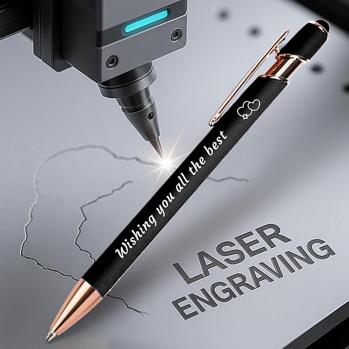Sparklove Personalized Pens Bulk, Custom Pens with Name/Logo, Customized Black Ink Ballpoint Gifts, Engraved Pen with Stylus, Ideal for Business, Wedding, Birthday, Women, Men Office Metal Pen