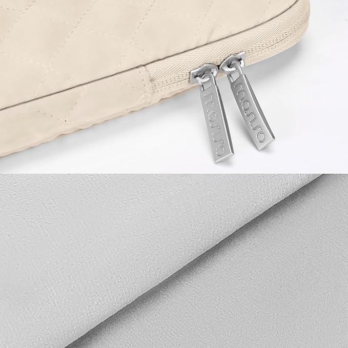 MOSISO Laptop Case 13.3 inch, 13-13.3 inch Laptop Sleeve Compatible with MacBook Air/Pro 13 / Pro 14, HP Dell Acer ASUS Lenovo,Square Quilted Vertical Computer Bag with Pocket&Small Case, Sand
