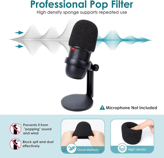 YOUSHARES SoloCast Microphone Windscreen - Professional Foam Mic Covers Mic Windscreen Compatible with HyperX SoloCast Mic for Filter Ambient and Breathing Winds