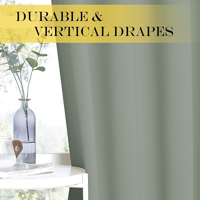 NICETOWN Sliding Door Window Treatment Blackout Patio Door Curtain Panels, Privacy Thermal Drapes for Bedroom Living Room Department with Grommet Top (Sage Green, W66 x L110)