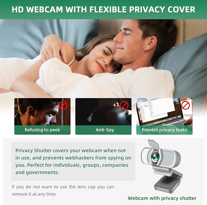 XPCAM 1080P Webcam with Microphone,USB Camera for PC Computer Laptop Mac | Plug and Play USB Webcam with Tripod/Cover, Auto Light Correction, 110° FOV, Web camera for Zoom/Teams/Skype/Twitch Streaming