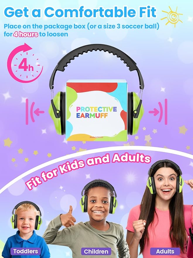 Kids Ear Protection Ear Muffs, Noise Cancelling Headphones for Kids Adults, 27.4SNR Toddler Noise Reduction Earmuffs for Autism Sensory in Monster Jam Mowing Fireworks Concert Air Show