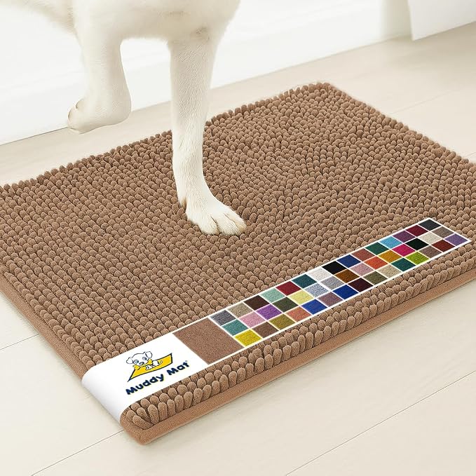 Muddy Mat® | Super Absorbent Door Mat Indoor, Microfiber Quick Dry Chenille Entryway Rug, Non-Slip Front Door Mat, Indoor Mats for Entryway, Machine Washable Pet Rug, Mocha 16" x 24"