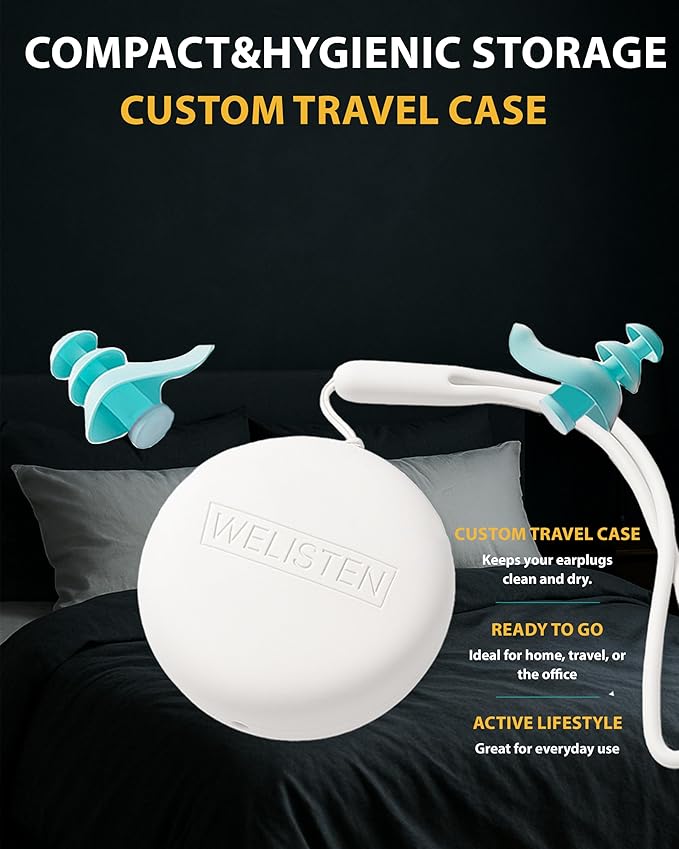 Ear Plugs for Sleeping Noise Cancelling, Soft Reusable Silicone Hearing Protection Earplugs for Sleep, Noise Sensitivity, Concerts, Work, Study, Ergonomic Design with Storage Case - Green