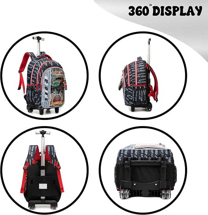 Roller Backpacks for Kids Backpacks Boys Rolling Backpack for School Backpack with Wheels for Kids with Lunch Box Pencil Case for Elementary Back to School Supplies