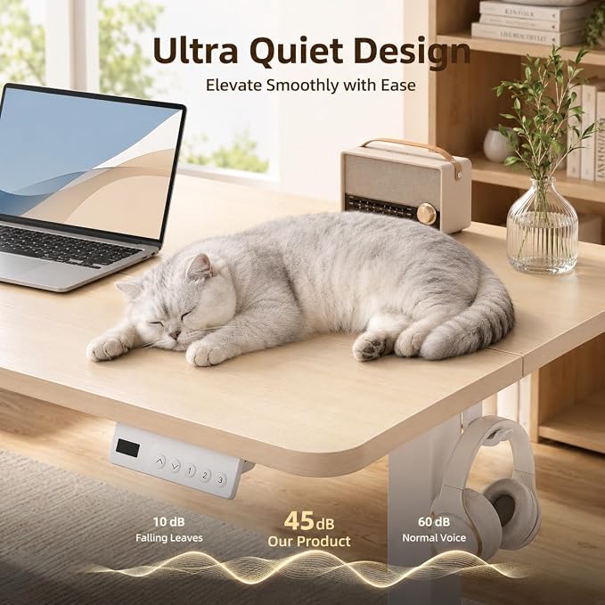 Claiks 35 x 20 Inch Nature Electric Standing Desk | Adjustable Height, Sit Stand, 3 Memory Presets, Cable Management, Space-Saving, Home Office & Bedroom
