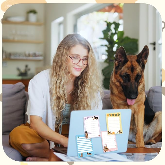 12 Pcs German Shepherd Sticky Notes 3x4 Inches Dog Notepad to Do List Kawaii Dog Lover Gifts for Women Office Supplies Sticky Notes Home Christmas Office Decor
