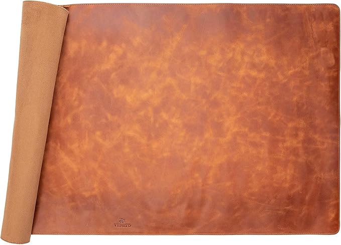 Venito Premium Leather Desk Mat (31.5 X 14.6 inch) - Medium Mouse Mat for Home Office Accessories (Antique Brown)