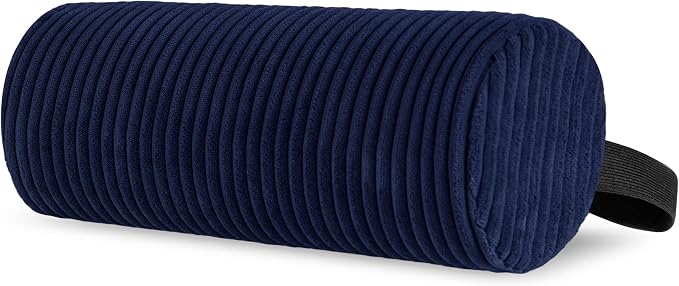 HIGOGOGO Lumbar Roll Lumbar Support Pillow for Office Chairs, Cars, and Gaming Chairs, Back Cushion with Washable Cover & Adjustable Strap to Relieve Back Pain and Improve Posture, 15"x6"x5", Navy