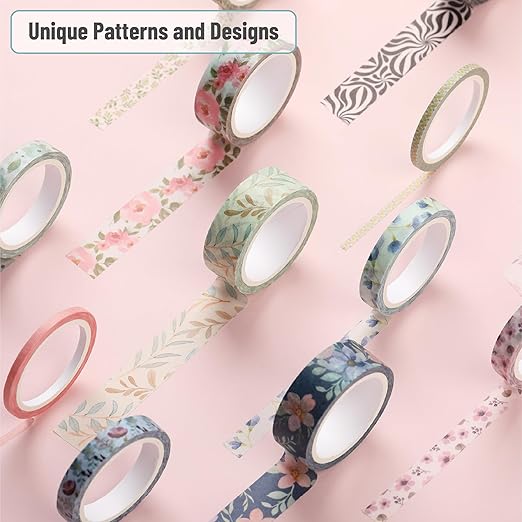 Mr. Pen- Washi Tape Set, 21 Rolls, Assorted Sizes, Floral Vintage | 5 Yards/Roll, Washi Tape for Scrapbook, Arts, Crafts, Journals and Planners