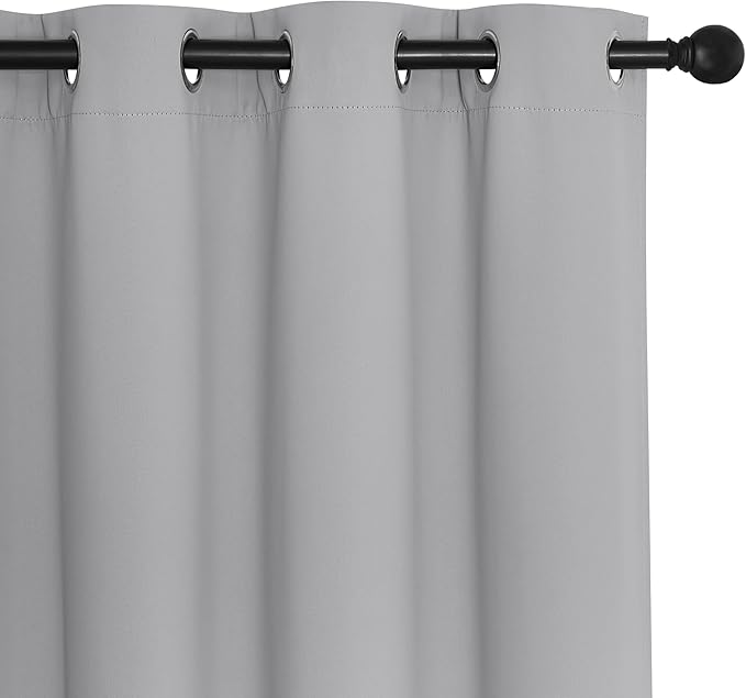 NICETOWN Patio Blackout Curtain Panels - Extra Wide Sliding Door Thermal Insulated Drape, Privacy Room Divider Curtain for Bedroom Office (Silver Grey, 66 x 118 Inch Long)