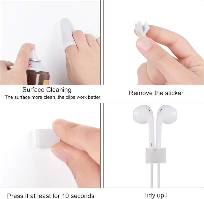 Cable Tidy Management Self Adhesive Cable Clips,100Pack Clamps Fix Led Light Clips (for 10mm(3/8") Wide Strip Light) | Cable management clips, for LED strip lights, 3/8" wide, easy installation