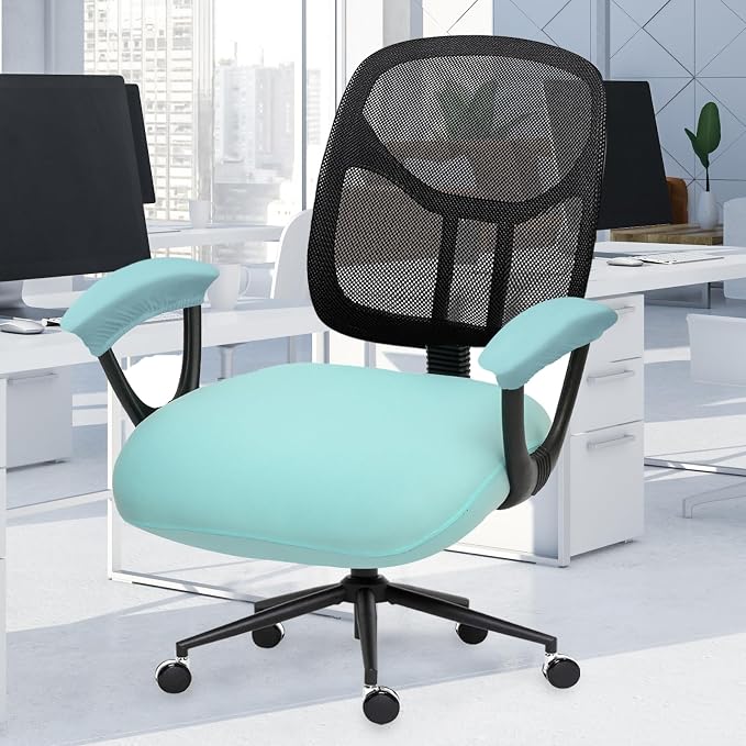 DIVA EN CAMINO DEC Spandex Computer Chair Slipcover with Armrest Covers - Stretchable Desk Office Chair Seat Cushion Covers - Removable Washable Cushion Protectors for Dogs, Cats, Pets