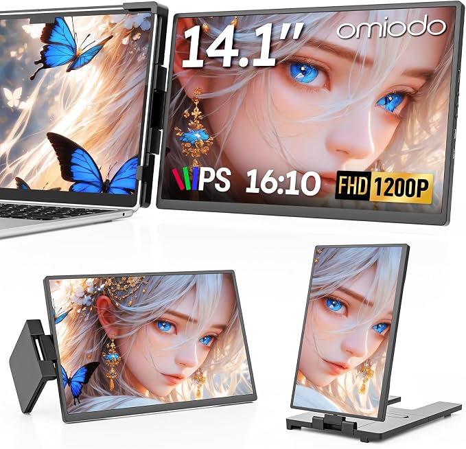 14" Laptop Screen Extender,FHD 1200P IPS Portable Monitor for 14"-17.3" Laptops, Dual Travel Screen Monitor Plug & Play, Laptop Screen Monitor Extender Compatible with Windows/Mac/Android&Chrome OS