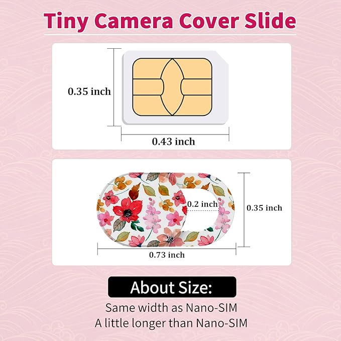 Laptop Camera Cover Slide Cute (6 Pack), Ultra Thin Webcam Cover for iPhone iPad MacBook Pro Computer iMac Cell Phone PC Accessories, 0.03" Camera Blocker Slider, Great for Privacy - Flowers